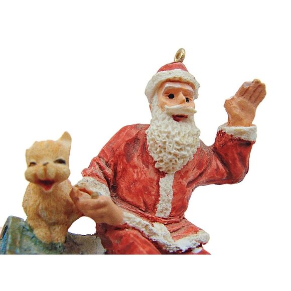 Vintage Ceramic Pottery Holiday Ornaments Santa & Rudolph Reindeer Christmas 3x2 - Picture 7 of 11